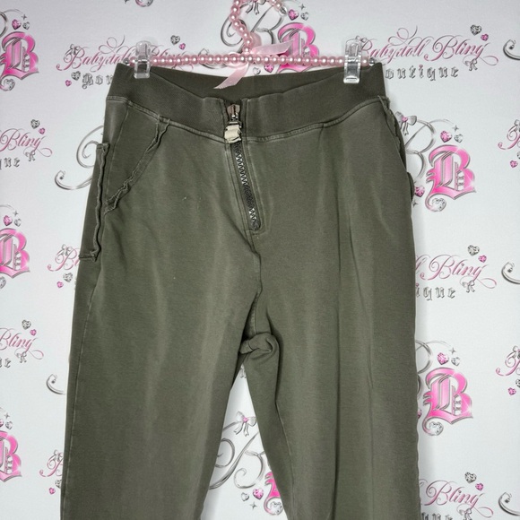 Crea concept pants joggers cargo distressed grey green zip up zipper unique luxe - Picture 6 of 10